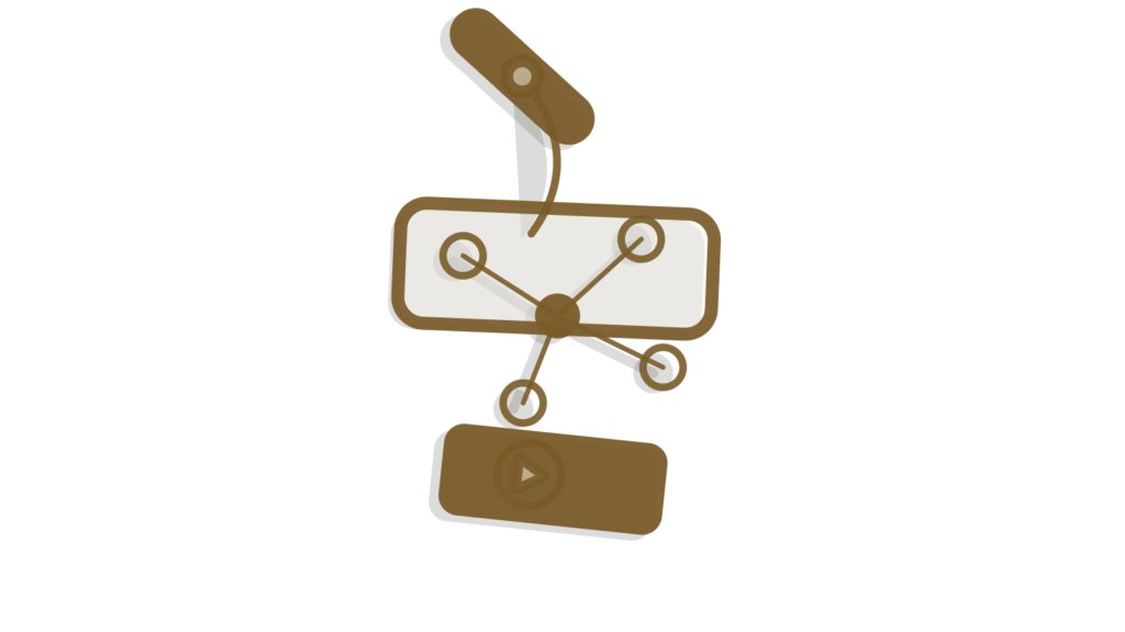 A phone dial beside a caller card, index cards and a brass inbound arrow, showing each call answered and recorded.
