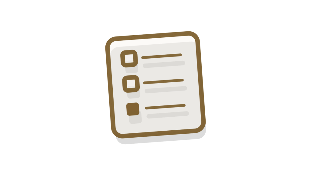 A single checklist card casting a long shadow, showing visitor questions getting answered in order.