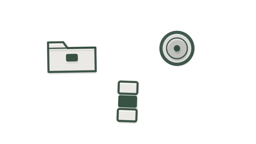 Open folder beside a brass coin and a slim cursor mark, standing for a whole site rebuilt for a new market.