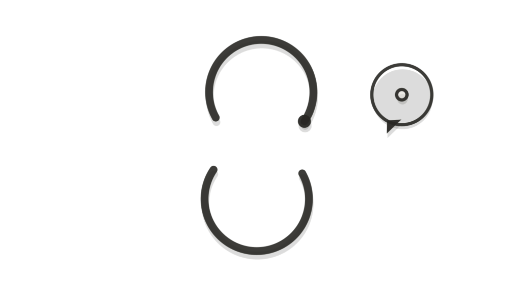 A brass circular sync-arrows icon beside a small speech bubble, showing a campaign sent and answered.
