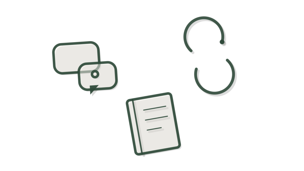 A card file box with cards pulled out beside a brass sieve of green beads, showing chats sorted into CRM records.